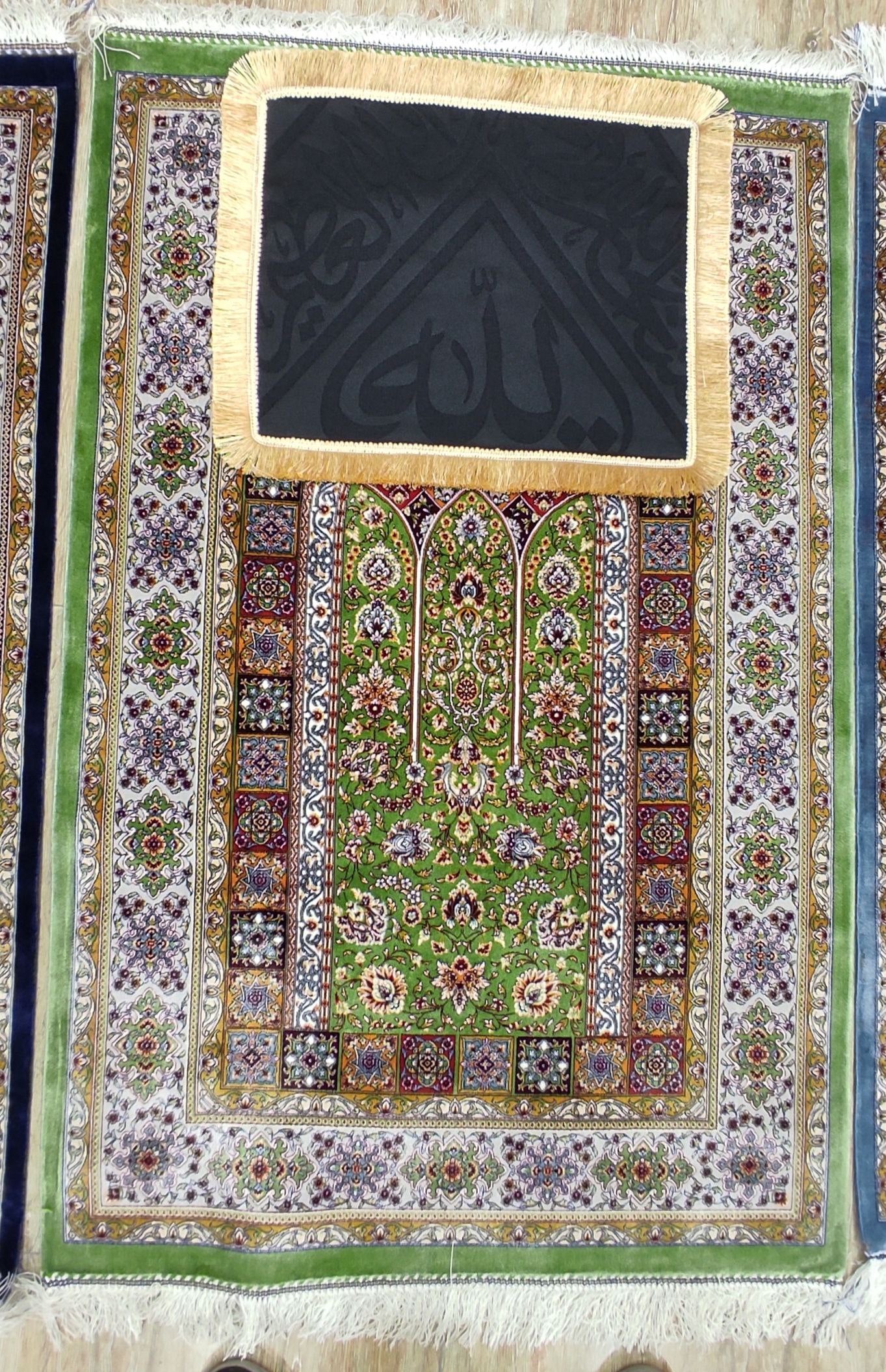 Prayer mats with black Kabah Kiswah
